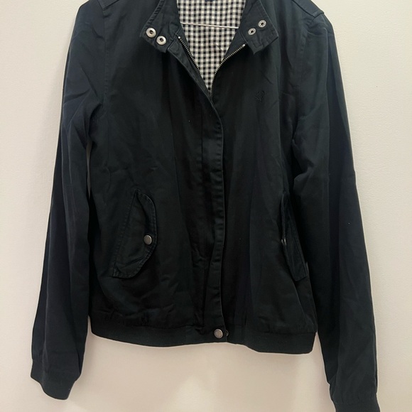 Fred Perry Black Lightweight Jacket with Full-Zip and Checkered Lining - Picture 4 of 4